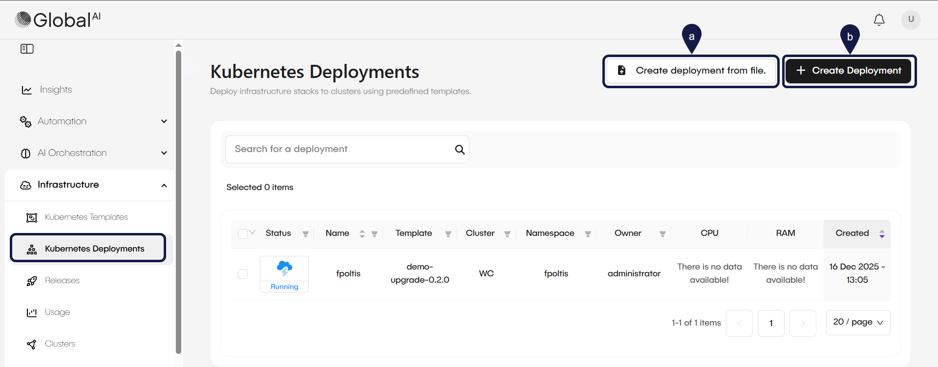 Deploy Application Button